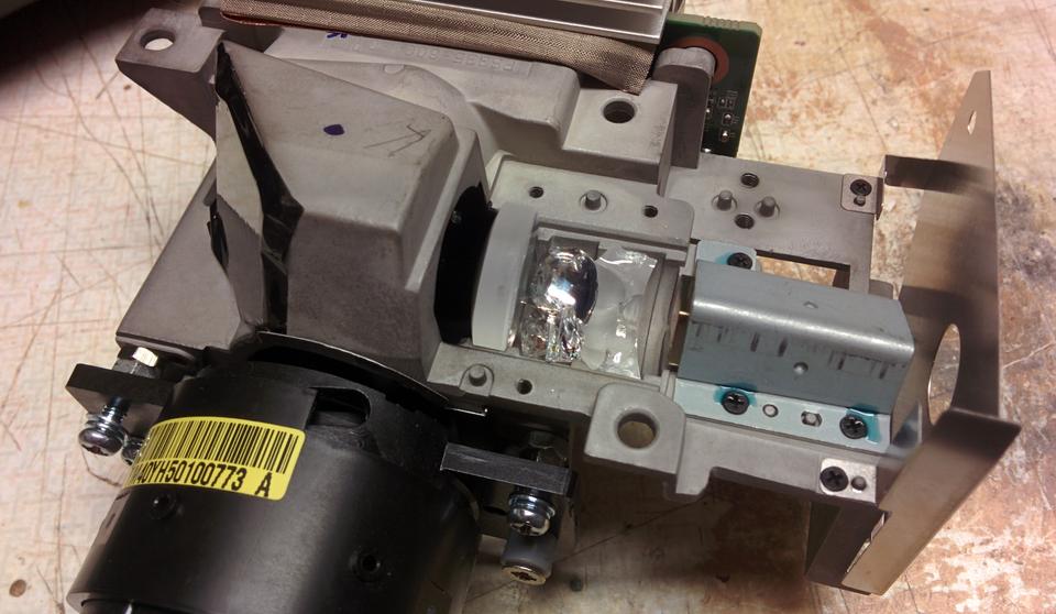 How to remove a DLP color wheel (and in my case also destroy the